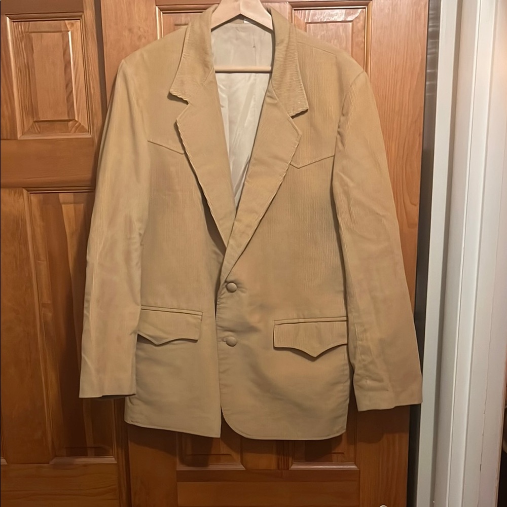 Vintage Western Tan Corduroy Blazer. Look at Description for Sizing!